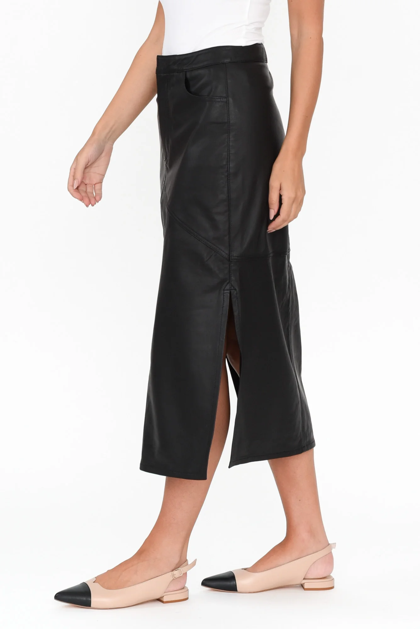 Underground Black Leather Split Skirt - Image 4