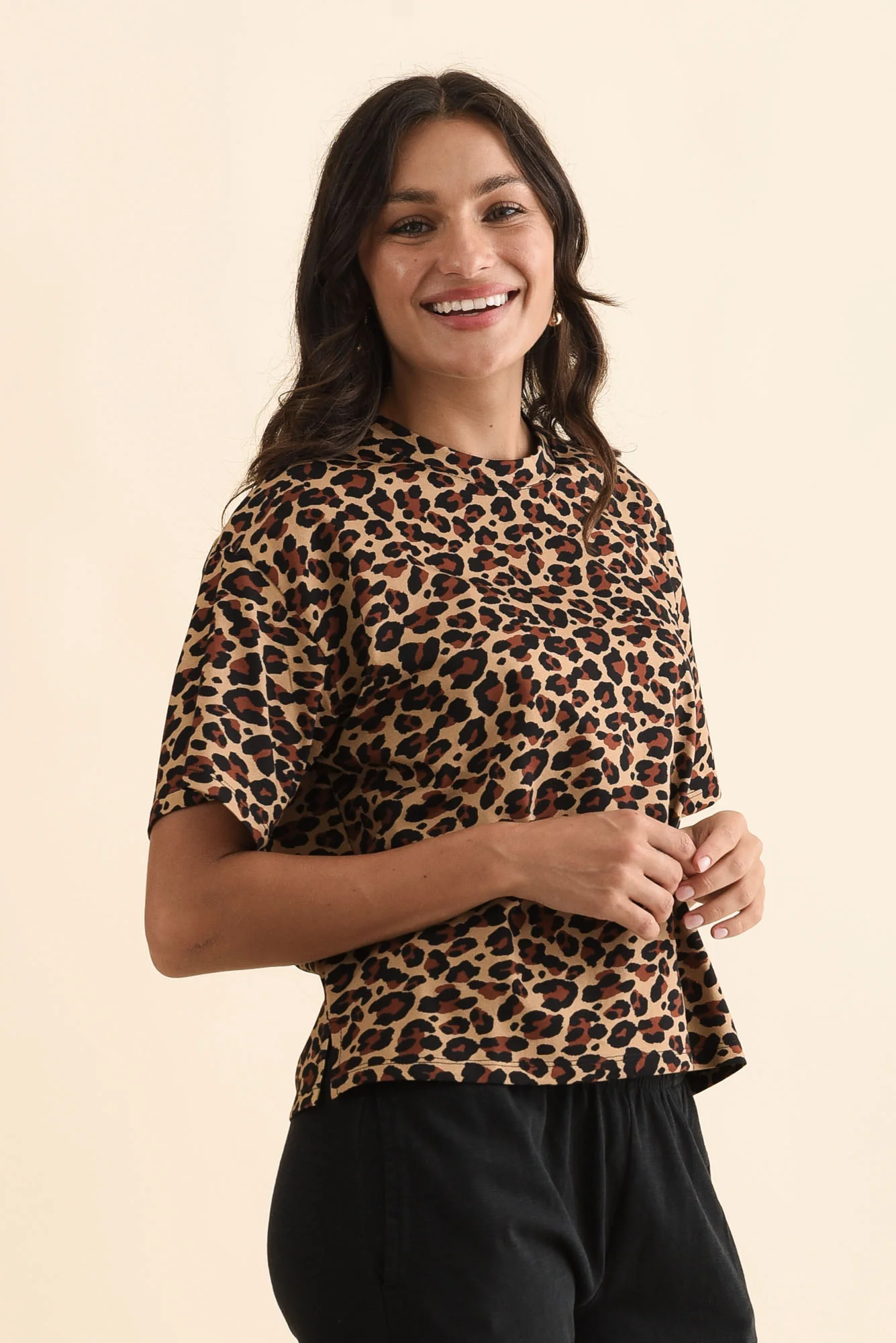 Vena Brown Animal Cotton Tee - Image 3