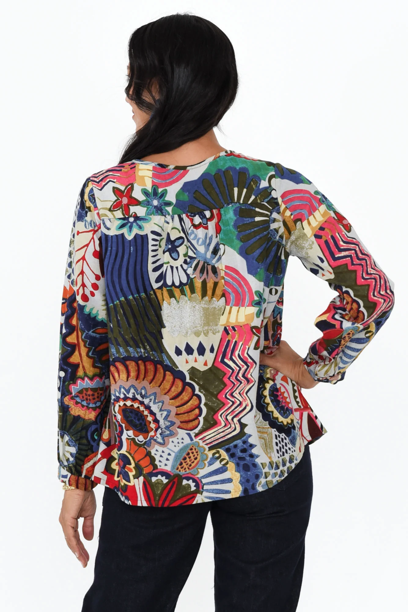 Virgie Navy Floral Tie Top - Image 4