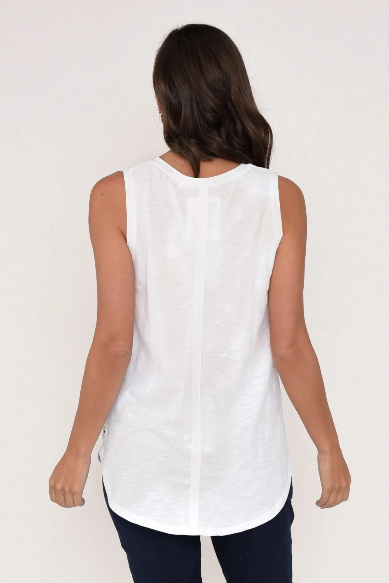 White Cotton Scoop Tank - Image 4