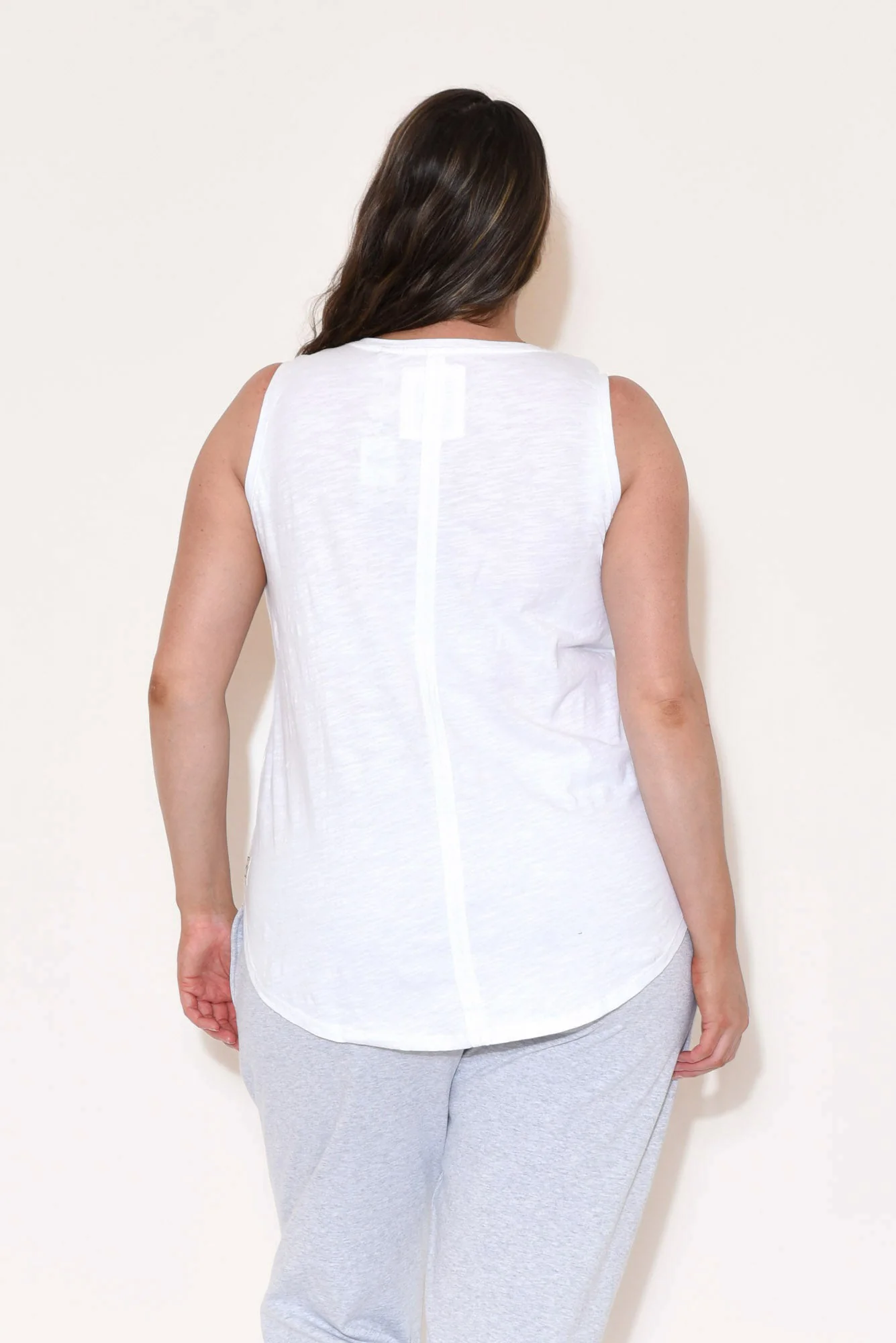 White Cotton Scoop Tank - Image 9