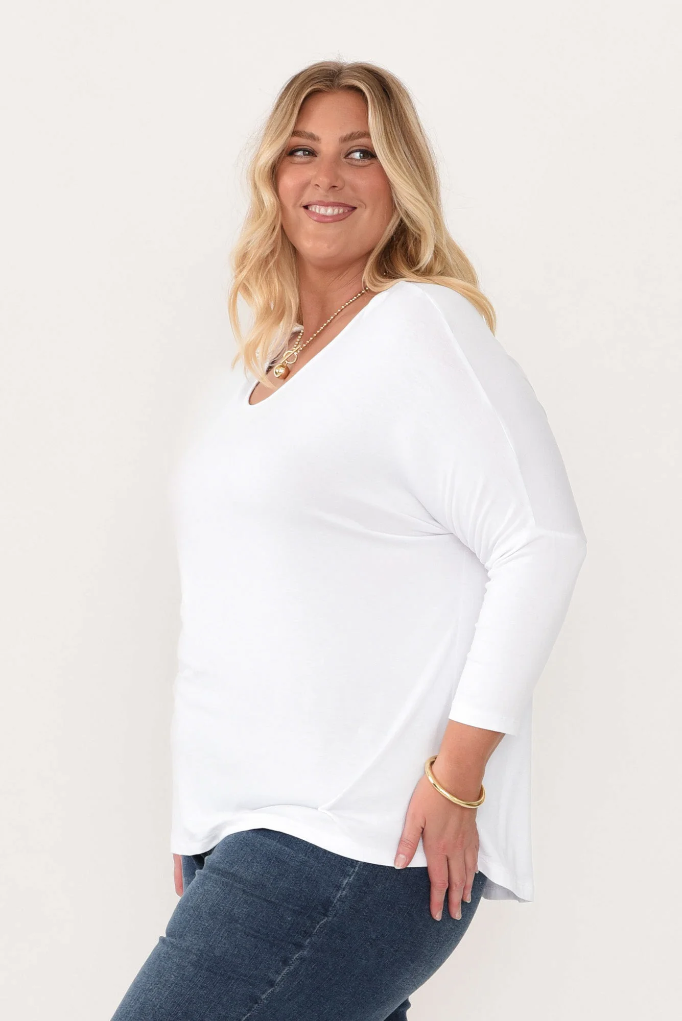 White Milan 3/4 Sleeve Top - Image 10