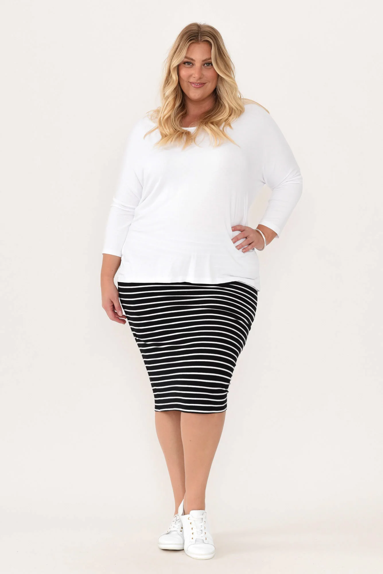 White Milan 3/4 Sleeve Top - Image 9