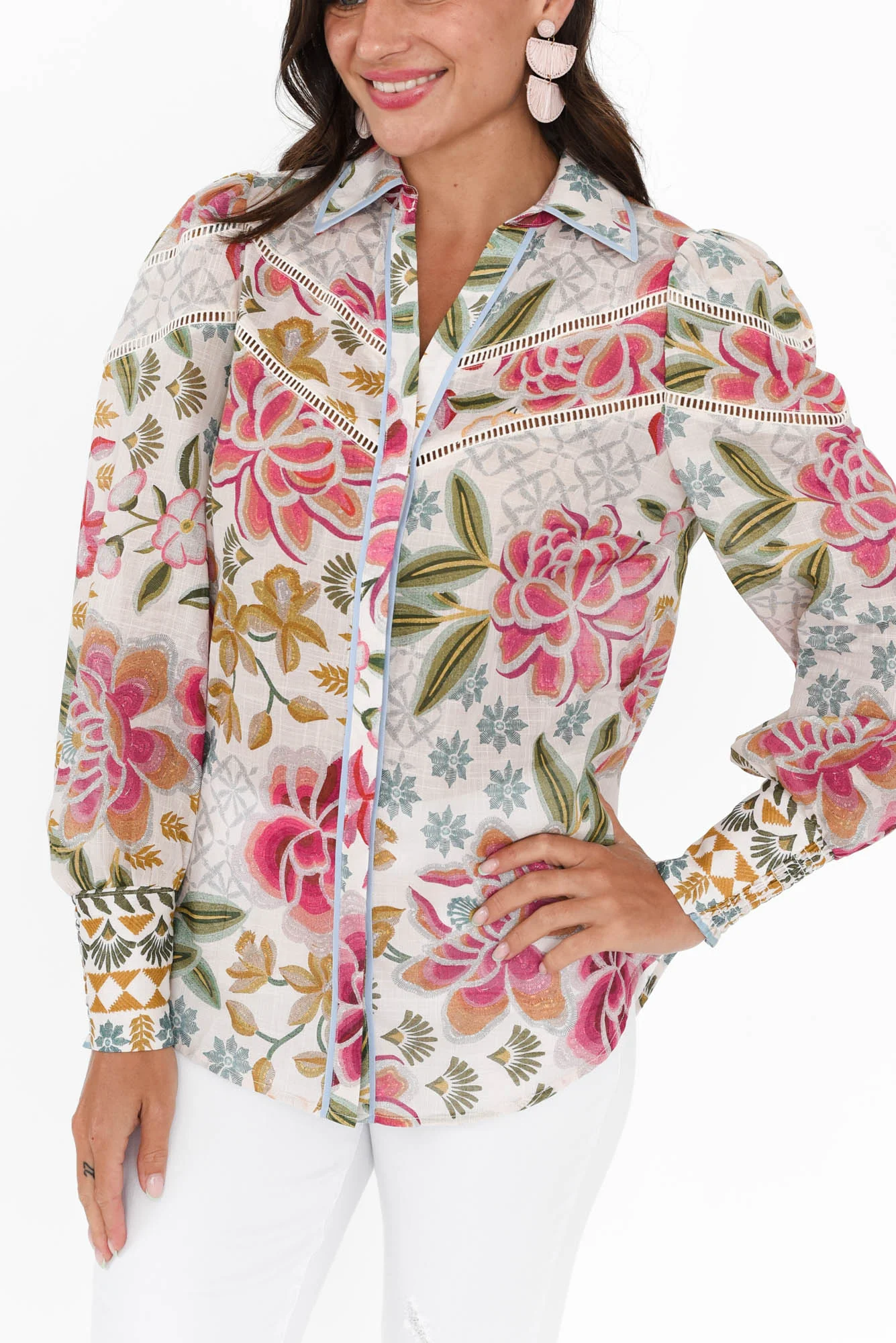 Wren Pink Floral Cotton Shirt - Image 5