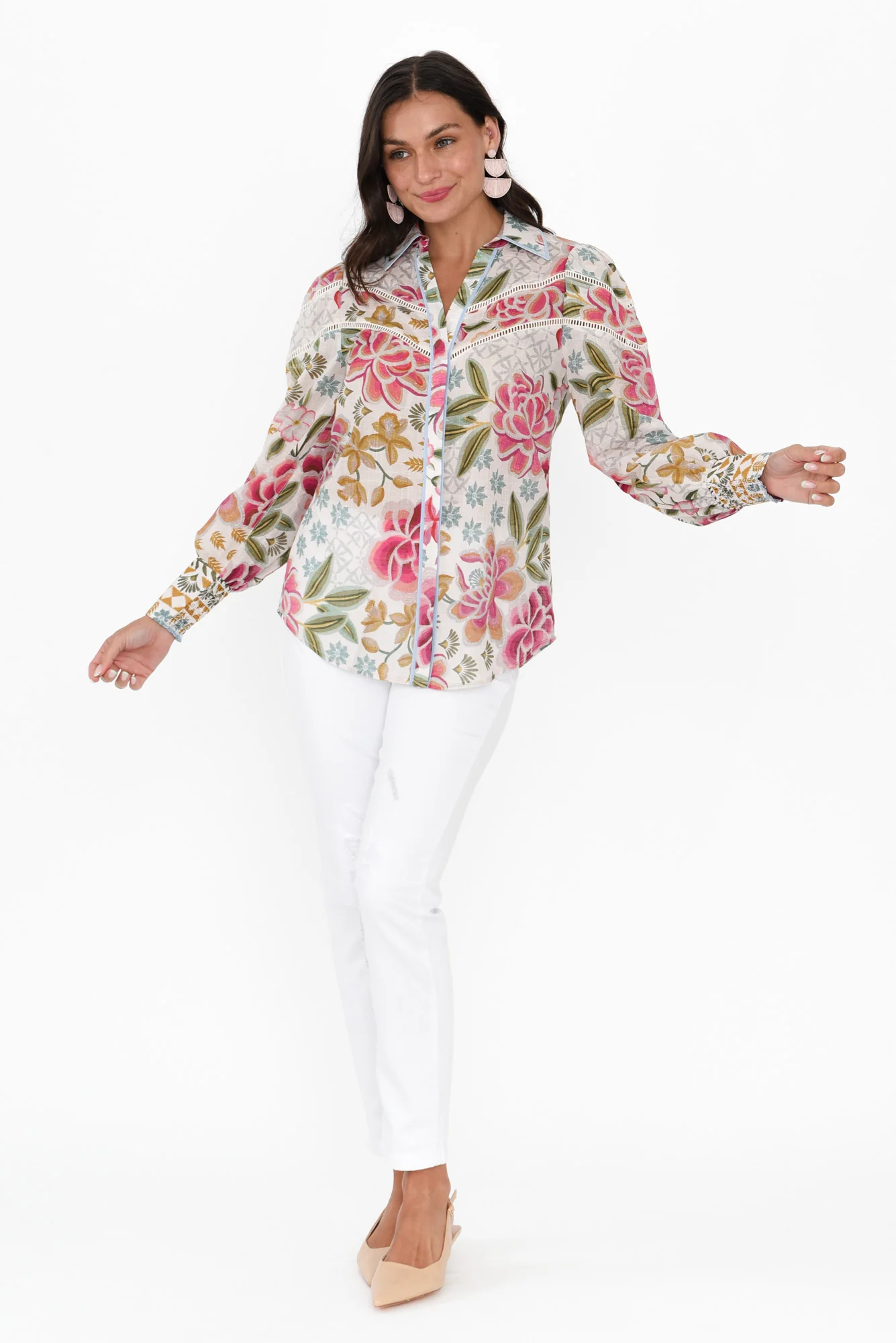 Wren Pink Floral Cotton Shirt - Image 6