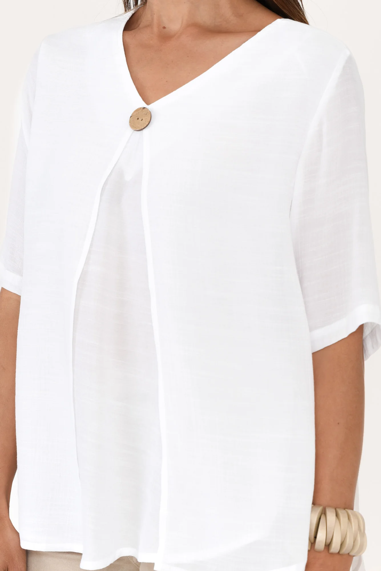 Yasmin White Layered Button Top - Image 5