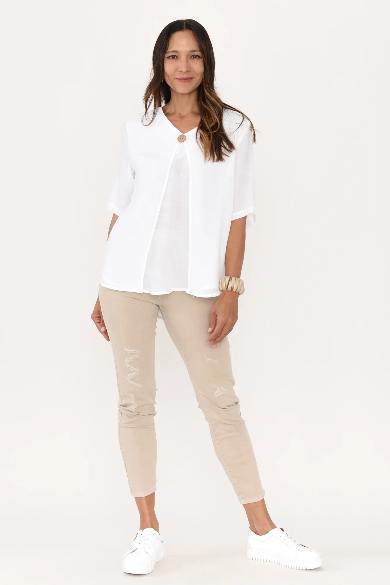 Yasmin White Layered Button Top - Image 6
