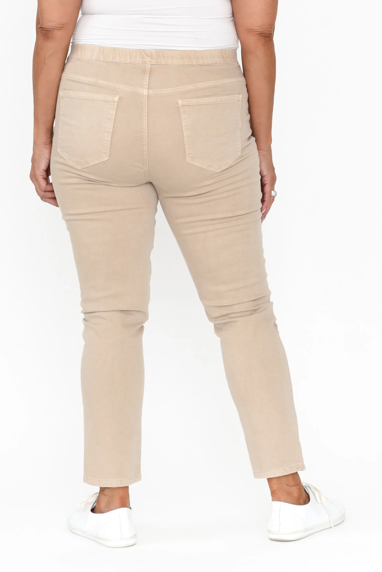 Zadie Distressed Beige Stretch Jeans - Image 11