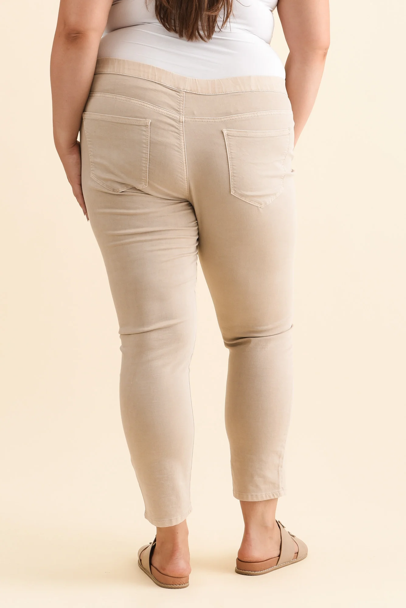 Zadie Distressed Beige Stretch Jeans - Image 15