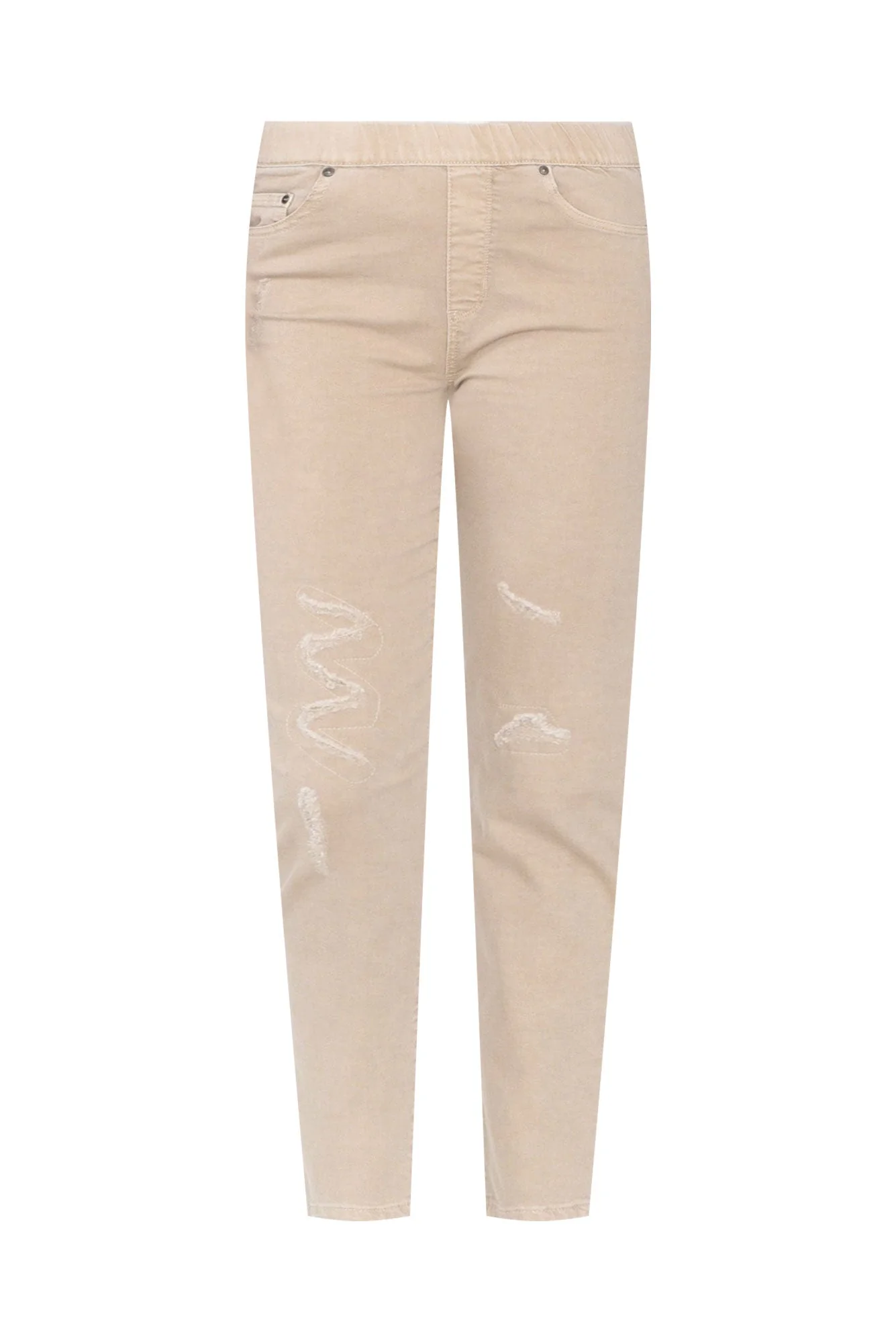 Zadie Distressed Beige Stretch Jeans - Image 6