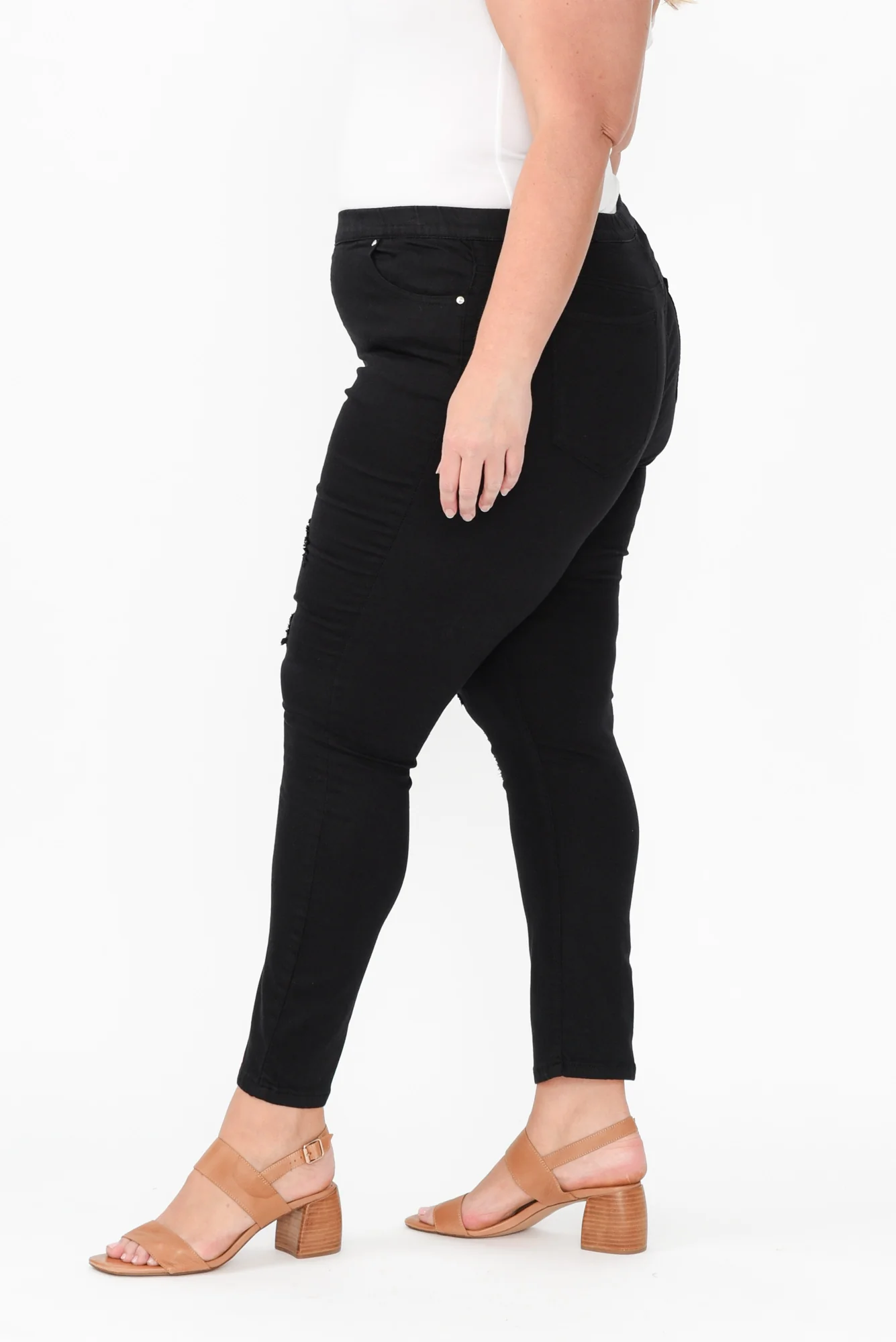 Zadie Distressed Black Stretch Jeans - Image 13