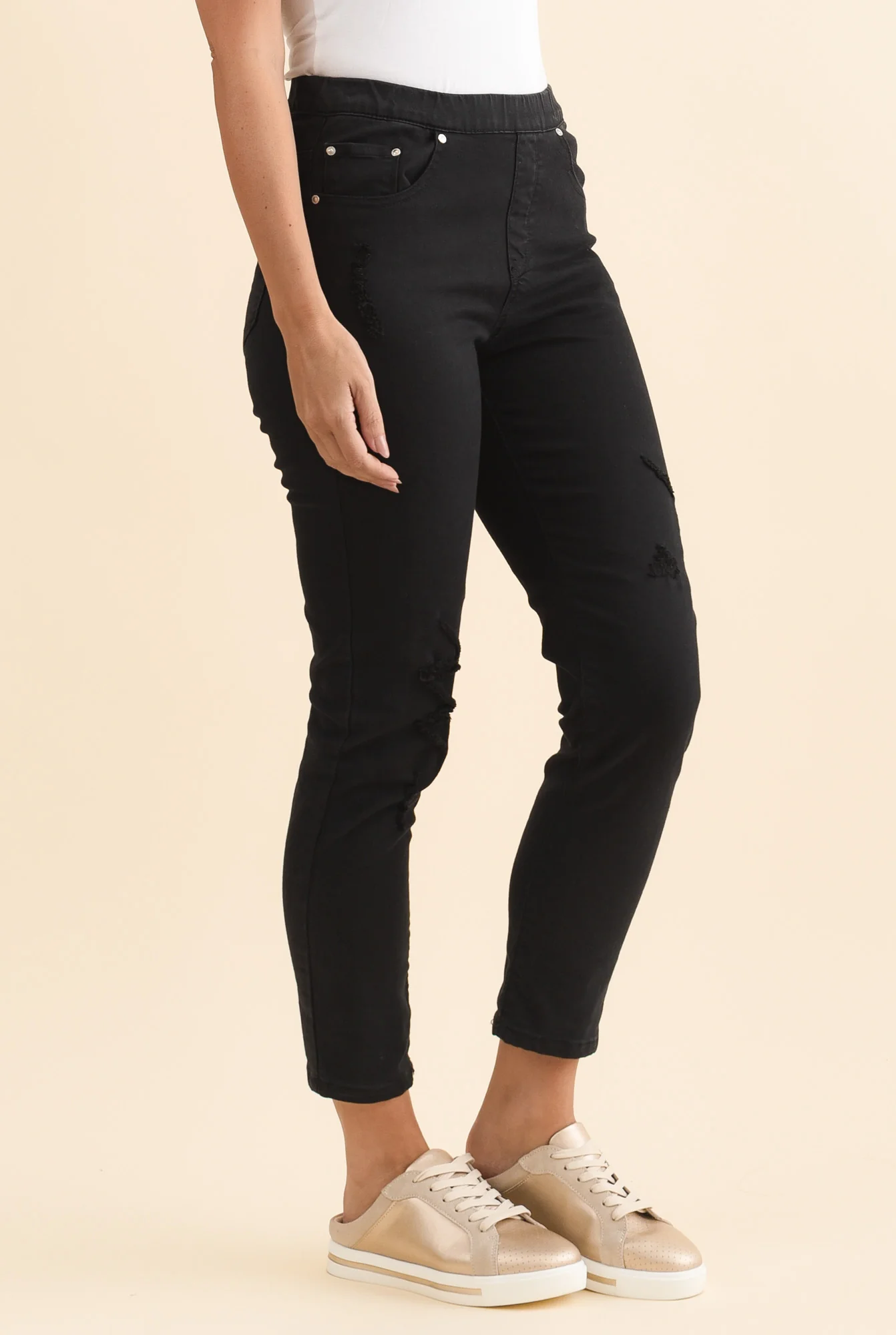 Zadie Distressed Black Stretch Jeans - Image 3