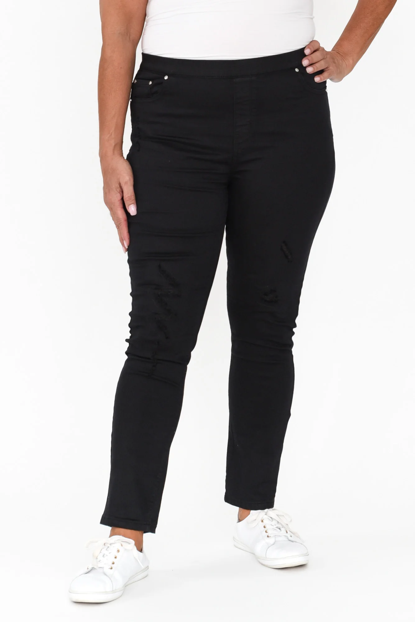 Zadie Distressed Black Stretch Jeans - Image 8