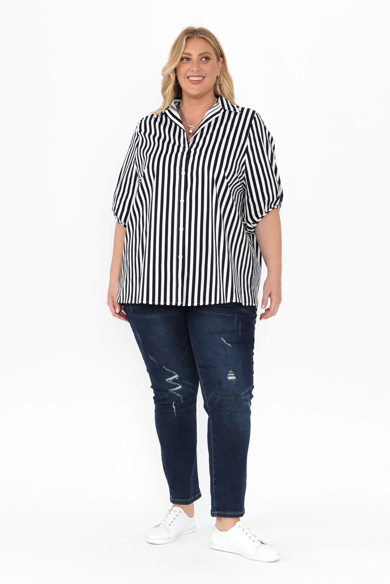 Zadie Distressed Dark Blue Stretch Jeans - Image 10