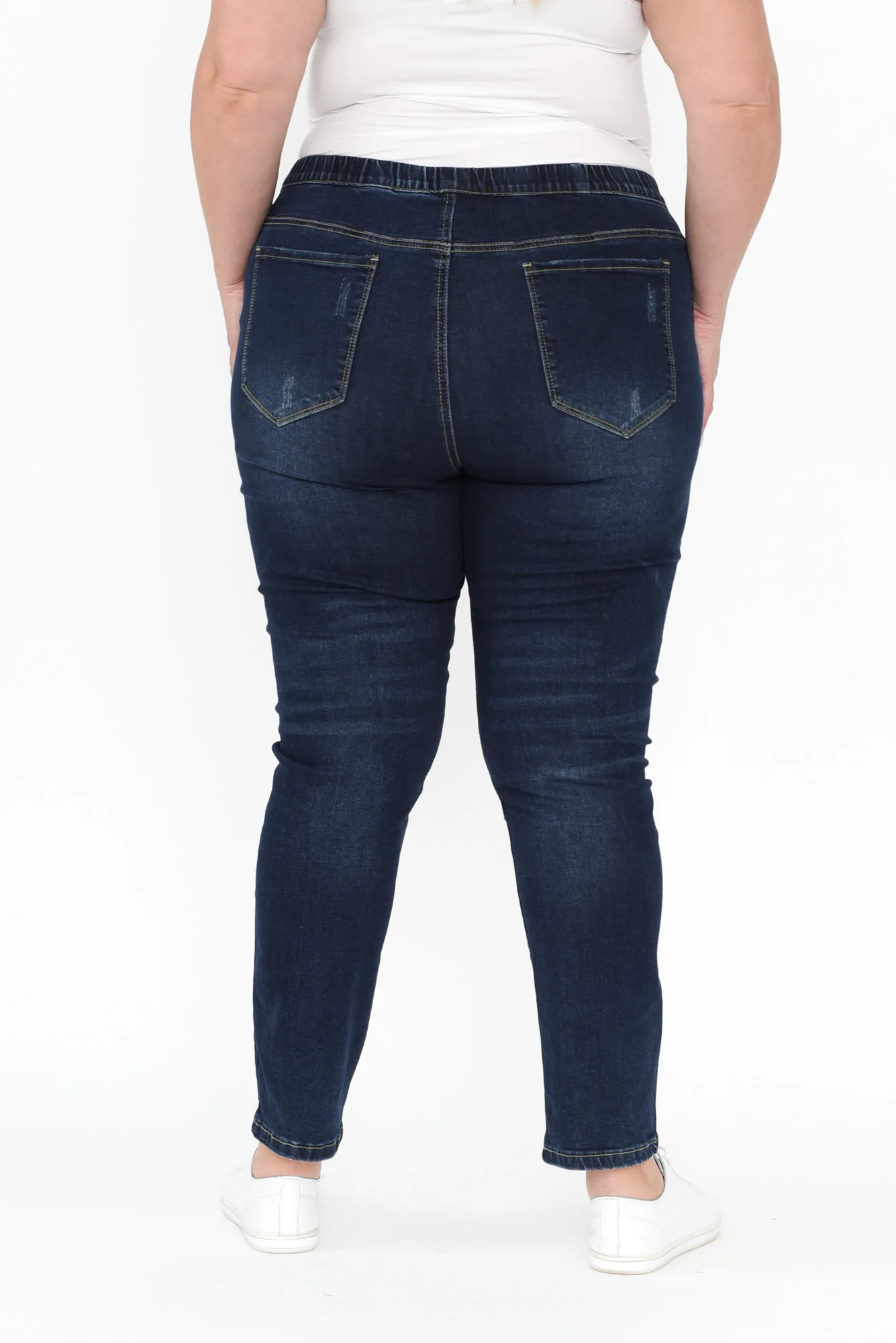 Zadie Distressed Dark Blue Stretch Jeans - Image 12