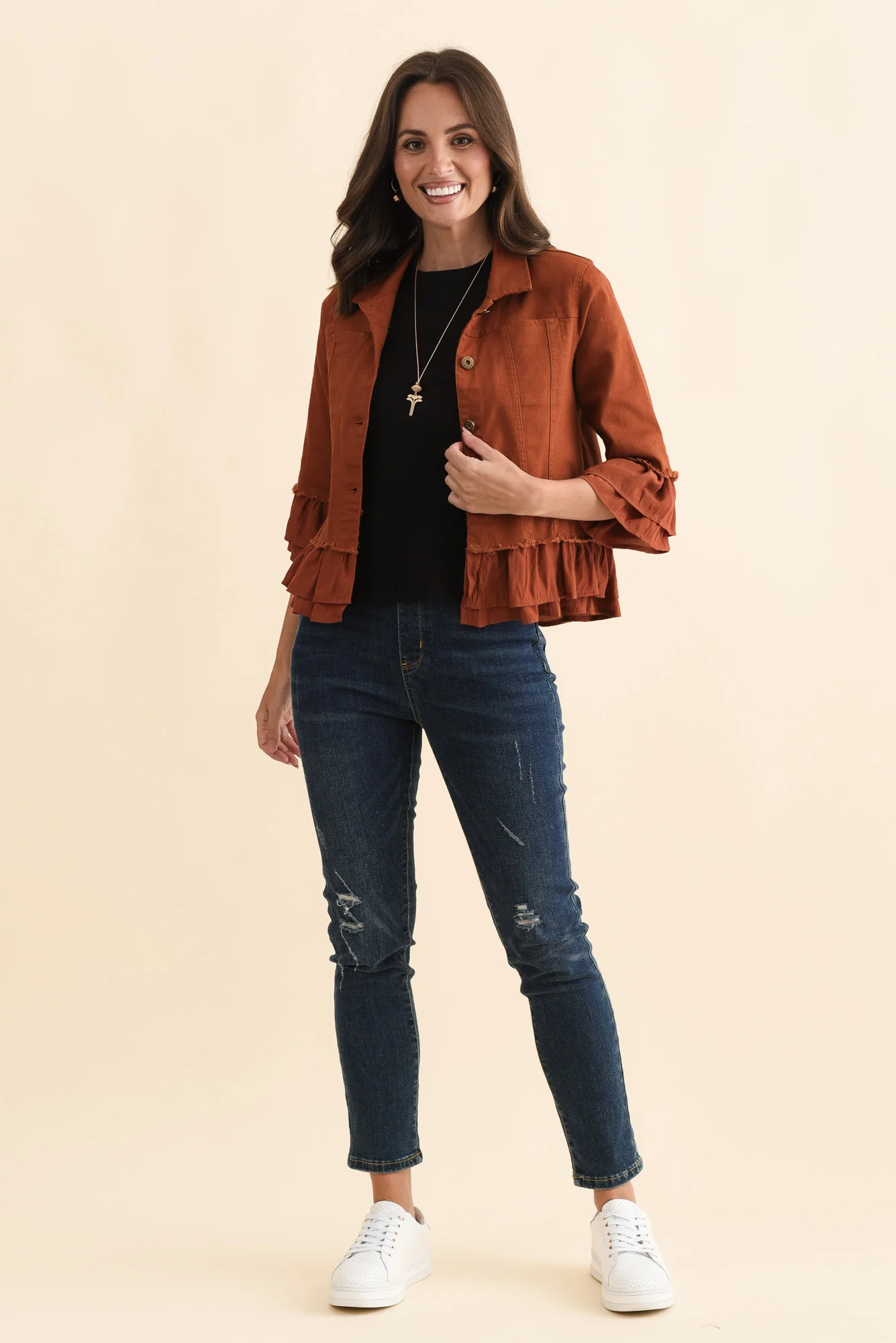 Zadie Distressed Dark Blue Stretch Jeans - Image 3