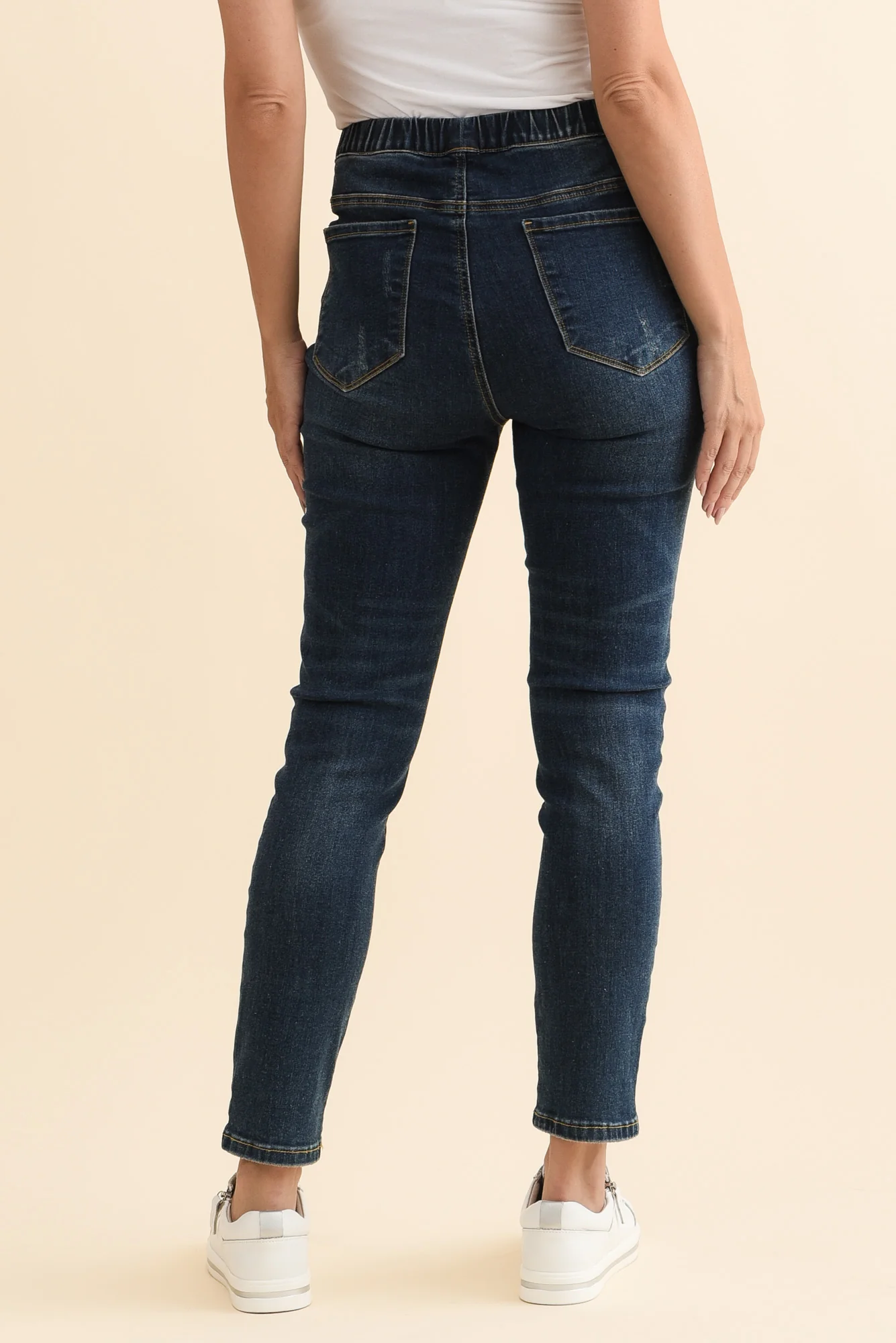 Zadie Distressed Dark Blue Stretch Jeans - Image 5