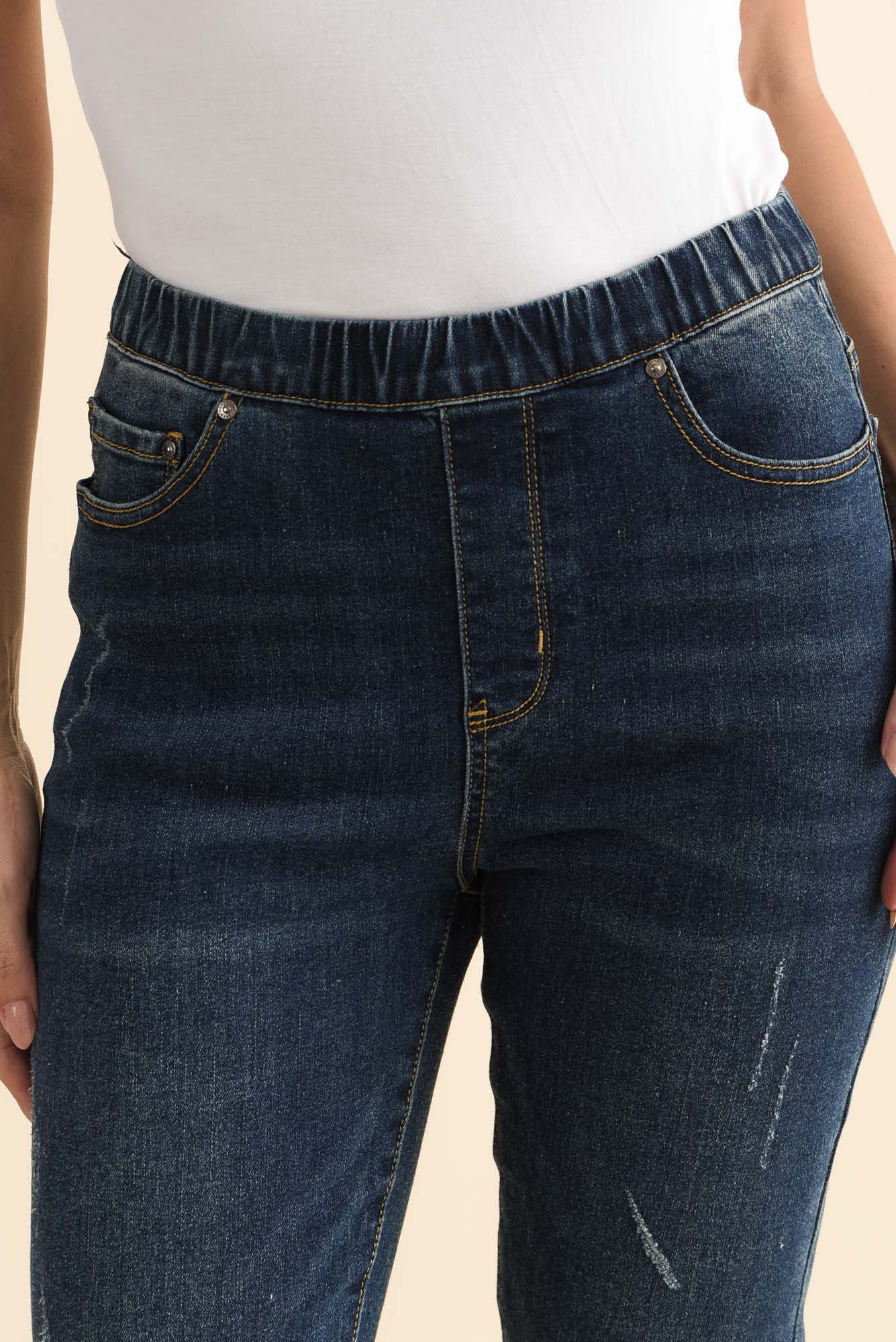 Zadie Distressed Dark Blue Stretch Jeans - Image 6