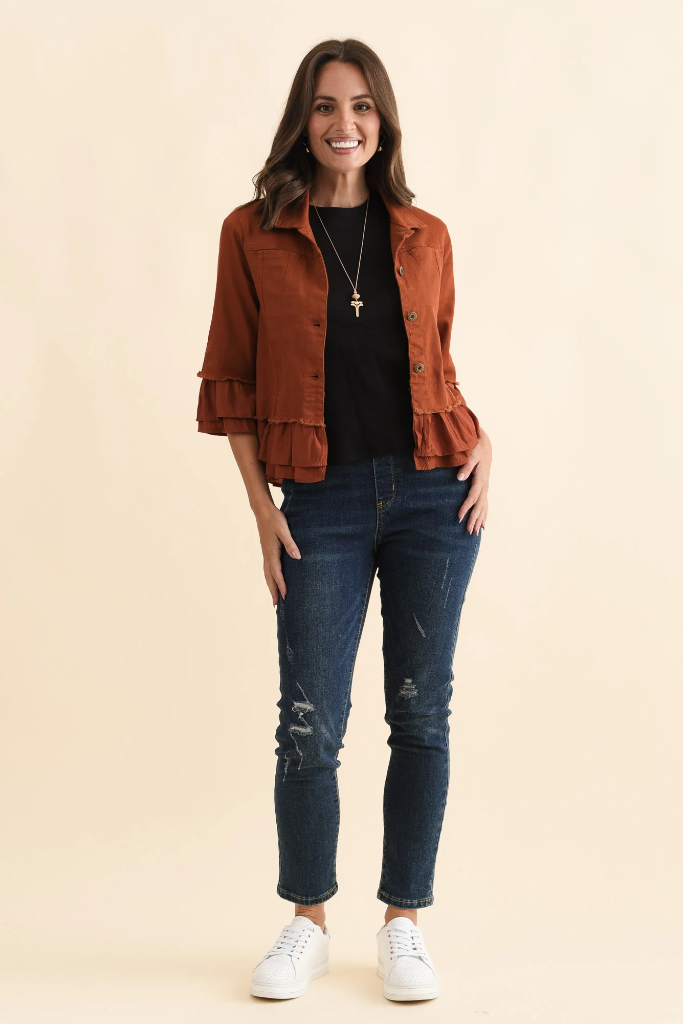 Zadie Distressed Dark Blue Stretch Jeans - Image 8