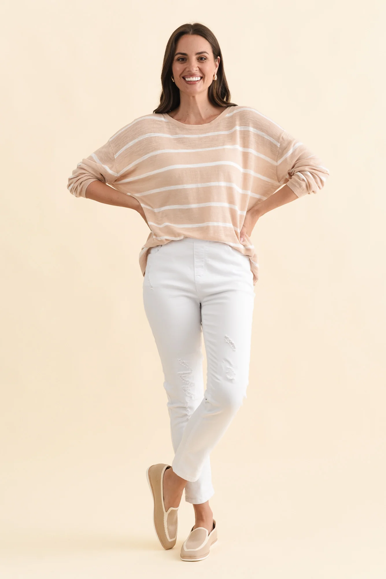 Zadie Distressed White Stretch Jeans - Image 3