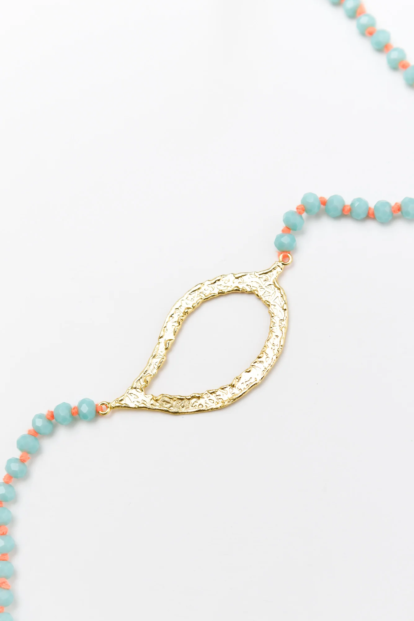 Zaire Aqua Beaded Leaf Necklace - Image 3
