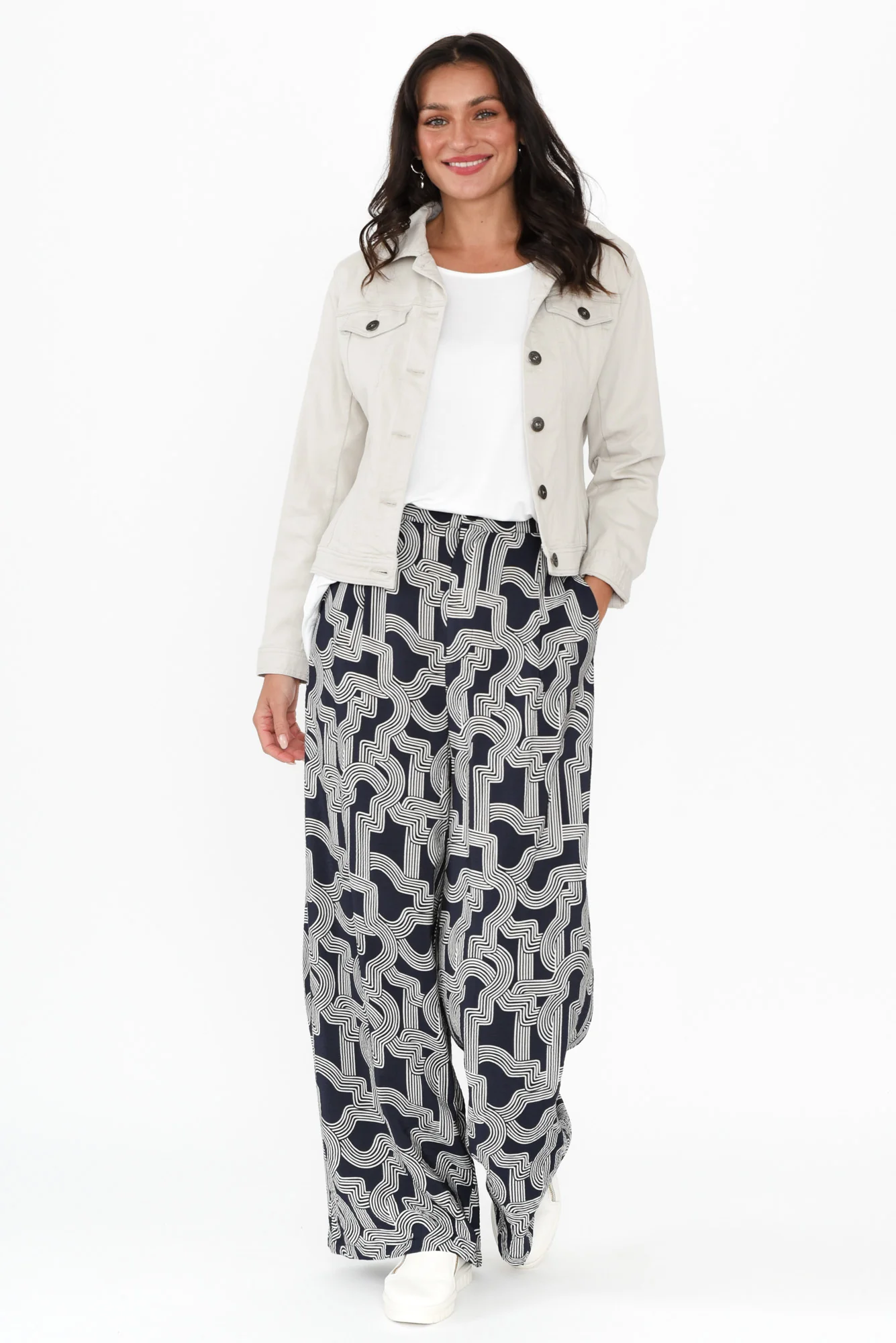 Zander Navy Geo Wide Leg Pants - Image 3