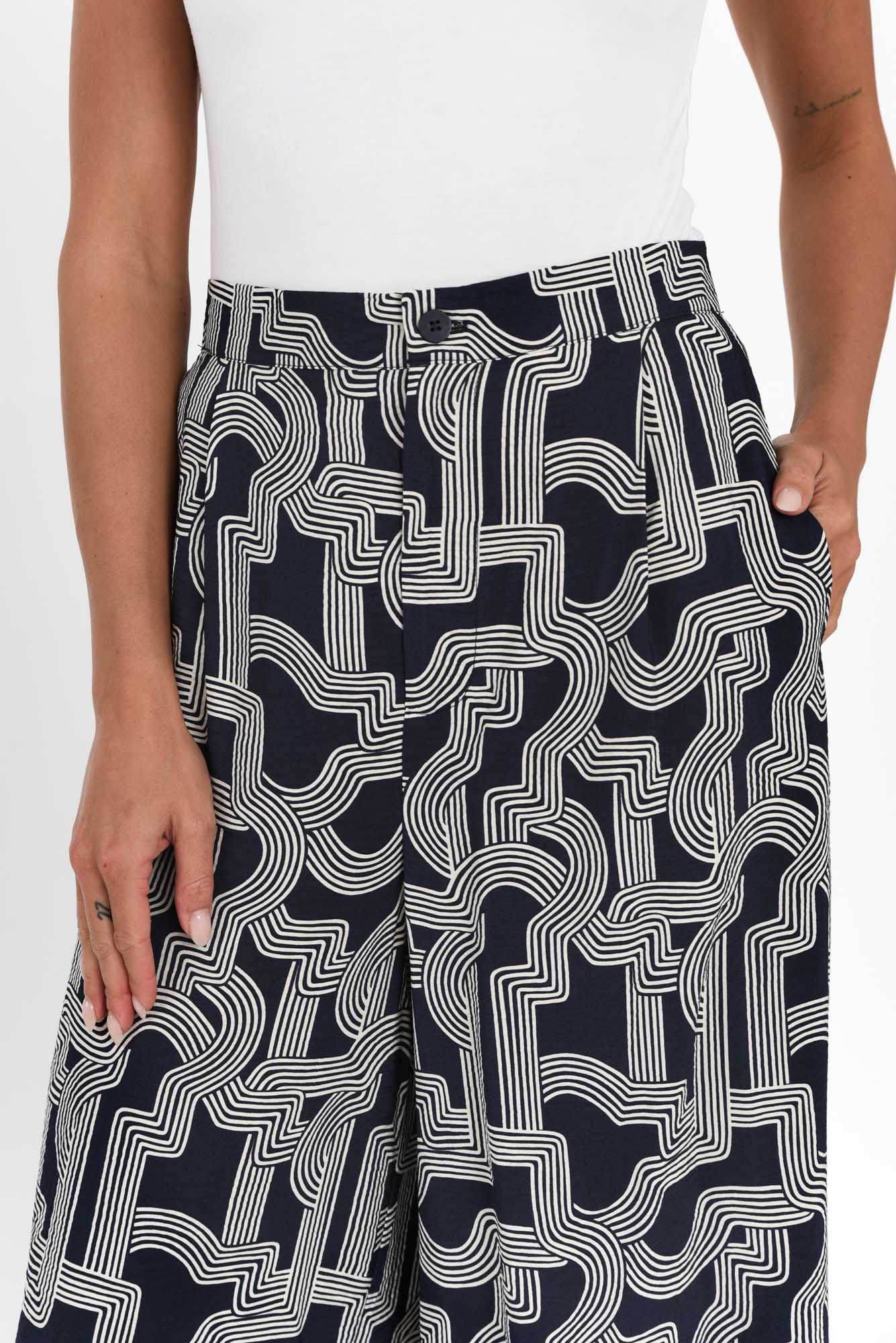 Zander Navy Geo Wide Leg Pants - Image 4