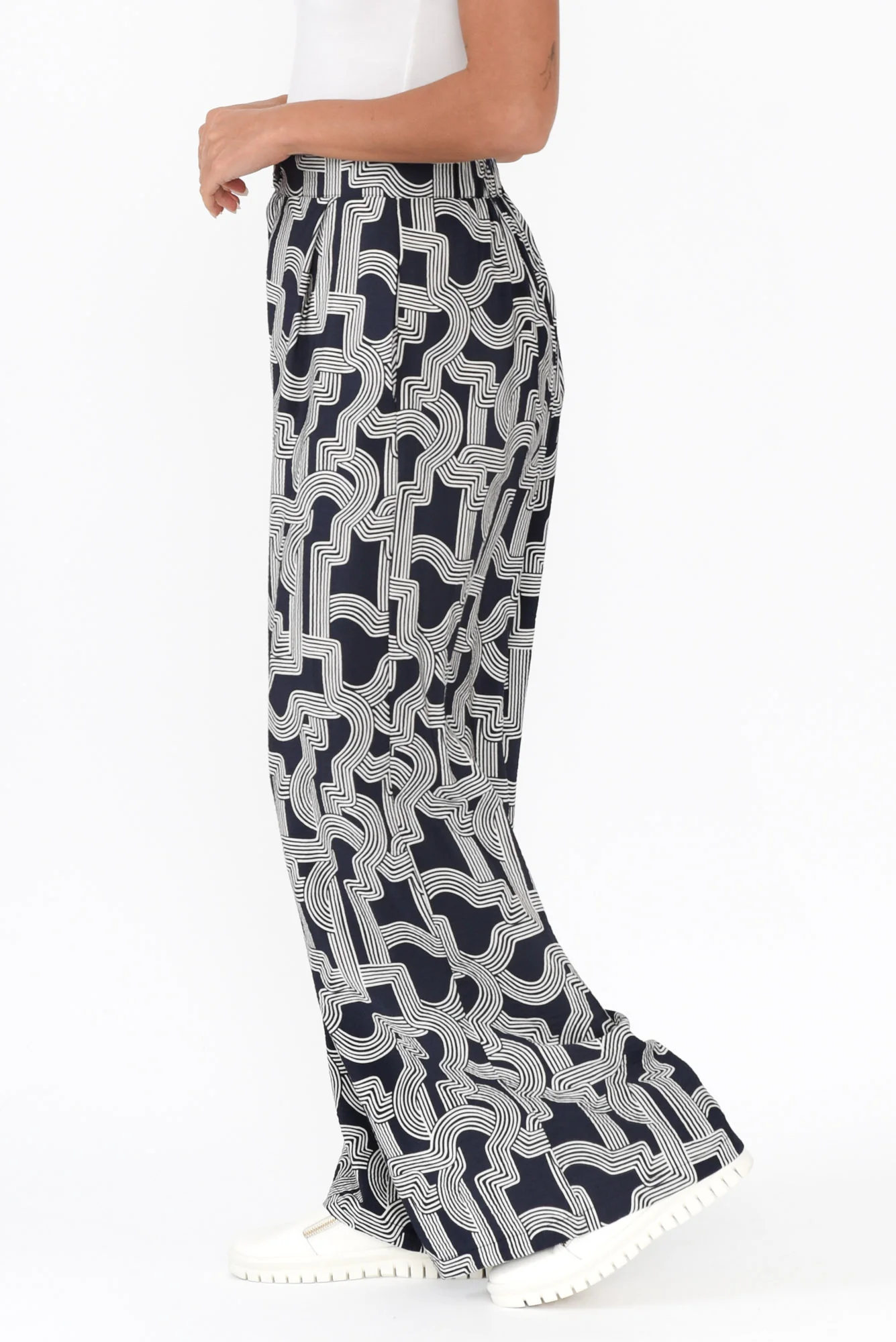 Zander Navy Geo Wide Leg Pants - Image 5