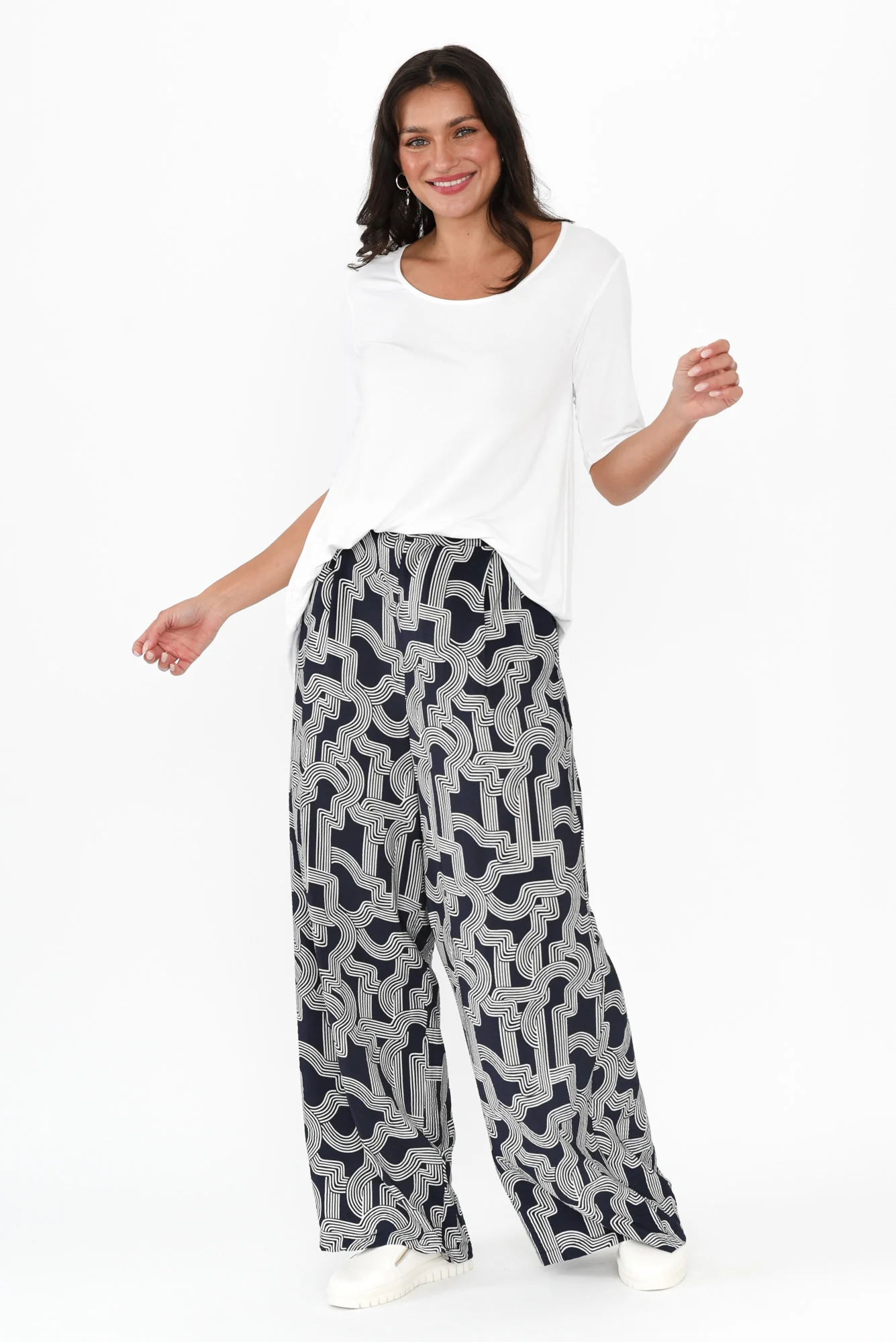 Zander Navy Geo Wide Leg Pants - Image 7